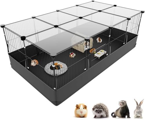 Aystkniet Cage pour Lapins et cochons d’Inde avec Couvercle et revêtement de Sol imperméable – 122CM x 60CM x 40CM Cage pour Petits Animaux avec Triple mesures de sécurité et Crochets en Un clic Aystkniet Cage pour Lapins et cochons d’Inde avec Couvercle et revêtement de Sol imperméable – 122CM x 60CM x 40CM Cage pour Petits Animaux avec Triple mesures de sécurité et Crochets en Un clic pas cher
