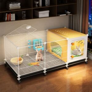 Cage à lapin avec espace salon fermé – Clapier intérieur avec plateaux coulissants et roue universelle pour furets, chinchillas, hérissons Cage à lapin avec espace salon fermé – Clapier intérieur avec plateaux coulissants et roue universelle pour furets, chinchillas, hérissons pas cher