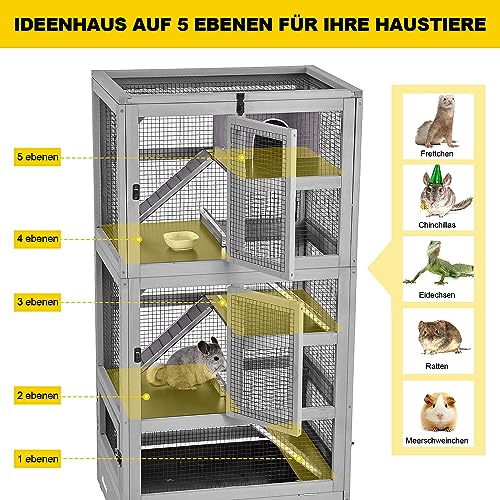 Cage à trois étages pour petits rongeurs 70 x 50 x 140 cm Cage à hamster, souris, furet, cage pour chinchilla Cage à trois étages pour petits rongeurs 70 x 50 x 140 cm Cage à hamster, souris, furet, cage pour chinchilla pas cher