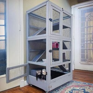 Cage à trois étages pour petits rongeurs 70 x 50 x 140 cm Cage à hamster, souris, furet, cage pour chinchilla Cage à trois étages pour petits rongeurs 70 x 50 x 140 cm Cage à hamster, souris, furet, cage pour chinchilla pas cher