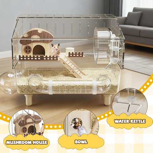 Grande Cage en Acrylique pour Hamster, Cages à 2 Niveaux pour Gerbilles avec Vue Transparente Complète, Maison Ouverte pour Hamster avec Tous les Accessoires, Enclos pour Souris de Compagnie, Grand Grande Cage en Acrylique pour Hamster, Cages à 2 Niveaux pour Gerbilles avec Vue Transparente Complète, Maison Ouverte pour Hamster avec Tous les Accessoires, Enclos pour Souris de Compagnie, Grand pas cher