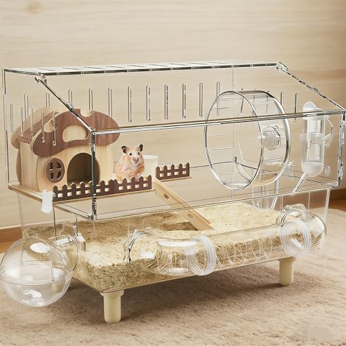 Grande Cage en Acrylique pour Hamster, Cages à 2 Niveaux pour Gerbilles avec Vue Transparente Complète, Maison Ouverte pour Hamster avec Tous les Accessoires, Enclos pour Souris de Compagnie, Grand Grande Cage en Acrylique pour Hamster, Cages à 2 Niveaux pour Gerbilles avec Vue Transparente Complète, Maison Ouverte pour Hamster avec Tous les Accessoires, Enclos pour Souris de Compagnie, Grand pas cher
