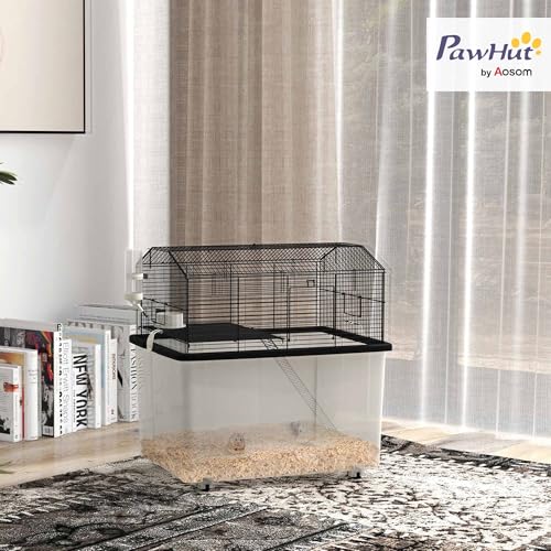 PawHut Cage Hamster, Cage Rongeur, 2 étages, avec roulettes, Plate-Forme et échelle, pour Hamster, en Fil d’acier, 57 x 43 x 57 cm, Noir PawHut Cage Hamster, Cage Rongeur, 2 étages, avec roulettes, Plate-Forme et échelle, pour Hamster, en Fil d’acier, 57 x 43 x 57 cm, Noir pas cher
