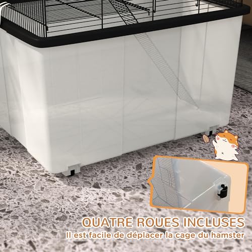 PawHut Cage Hamster, Cage Rongeur, 2 étages, avec roulettes, Plate-Forme et échelle, pour Hamster, en Fil d’acier, 57 x 43 x 57 cm, Noir PawHut Cage Hamster, Cage Rongeur, 2 étages, avec roulettes, Plate-Forme et échelle, pour Hamster, en Fil d’acier, 57 x 43 x 57 cm, Noir pas cher