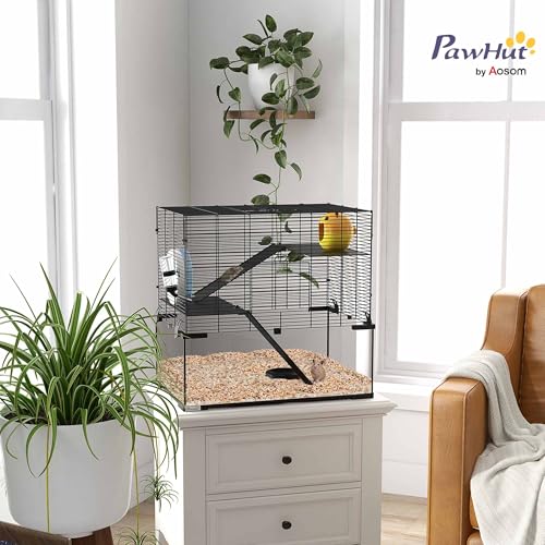 PawHut Cage Hamster, Cage Rongeur, 3 Niveaux avec Roue, rampes, maisonnette, Abreuvoir, mangeoire, 60L x 40l x 54,5H cm, Noir PawHut Cage Hamster, Cage Rongeur, 3 Niveaux avec Roue, rampes, maisonnette, Abreuvoir, mangeoire, 60L x 40l x 54,5H cm, Noir pas cher