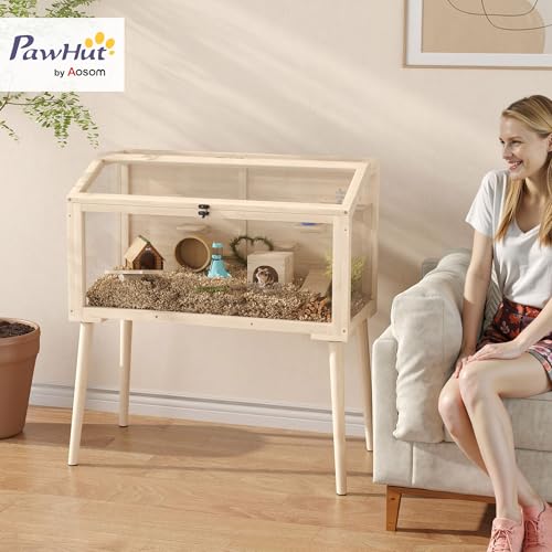 PawHut Cage Hamster en Bois, habitats pour Rongeur et Souris avec Toit ouvrable, 7 Plateformes, 2 balançoires et Bouteille d’eau, Cage à gerbilles 110x52x101cm, Effet Bois Naturel PawHut Cage Hamster en Bois, habitats pour Rongeur et Souris avec Toit ouvrable, 7 Plateformes, 2 balançoires et Bouteille d’eau, Cage à gerbilles 110x52x101cm, Effet Bois Naturel pas cher