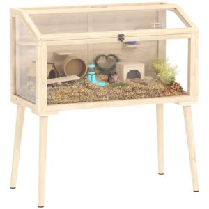 PawHut Cage Hamster en Bois, habitats pour Rongeur et Souris avec Toit ouvrable, 7 Plateformes, 2 balançoires et Bouteille d’eau, Cage à gerbilles 110x52x101cm, Effet Bois Naturel PawHut Cage Hamster en Bois, habitats pour Rongeur et Souris avec Toit ouvrable, 7 Plateformes, 2 balançoires et Bouteille d’eau, Cage à gerbilles 110x52x101cm, Effet Bois Naturel pas cher