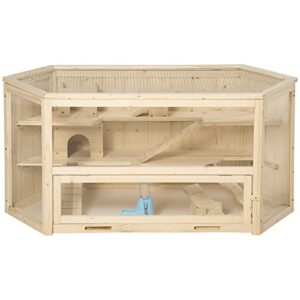 PawHut Cage à Hamster à 3 Niveaux, Cage gerbilles avec bascules pour Divertissement, Bouteille d’eau, fenêtres, cabanes, Toit articulé, Plateau Coulissant, 115 x 60 x 55 cm, Effet Bois Naturel PawHut Cage à Hamster à 3 Niveaux, Cage gerbilles avec bascules pour Divertissement, Bouteille d’eau, fenêtres, cabanes, Toit articulé, Plateau Coulissant, 115 x 60 x 55 cm, Effet Bois Naturel pas cher