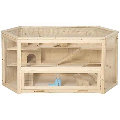 PawHut Cage à Hamster à 3 Niveaux, Cage gerbilles avec bascules pour Divertissement, Bouteille d’eau, fenêtres, cabanes, Toit articulé, Plateau Coulissant, 115 x 60 x 55 cm, Effet Bois Naturel PawHut Cage à Hamster à 3 Niveaux, Cage gerbilles avec bascules pour Divertissement, Bouteille d’eau, fenêtres, cabanes, Toit articulé, Plateau Coulissant, 115 x 60 x 55 cm, Effet Bois Naturel pas cher