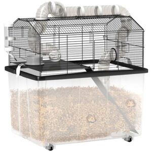 PawHut Cage pour Hamster, Cage pour Hamster avec Rampe, gamelle, Bouteille d’eau, système de tuyaux, 58 x 43 x 57 cm, Noir PawHut Cage pour Hamster, Cage pour Hamster avec Rampe, gamelle, Bouteille d’eau, système de tuyaux, 58 x 43 x 57 cm, Noir pas cher