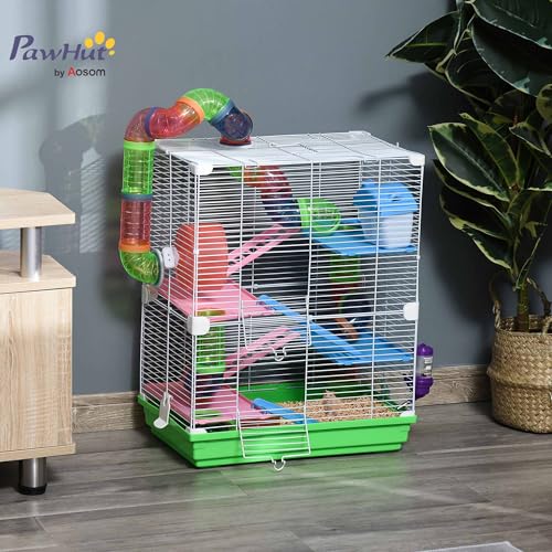 PawHut Cage pour Hamster Rongeur 4 étages avec Tunnels mangeoire Roue Maison échelles dim. 46L x 30l x 58H cm Vert PawHut Cage pour Hamster Rongeur 4 étages avec Tunnels mangeoire Roue Maison échelles dim. 46L x 30l x 58H cm Vert pas cher