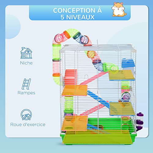PawHut Cage pour Hamster Rongeur 4 étages avec Tunnels mangeoire Roue Maison échelles dim. 46L x 30l x 58H cm Vert PawHut Cage pour Hamster Rongeur 4 étages avec Tunnels mangeoire Roue Maison échelles dim. 46L x 30l x 58H cm Vert pas cher