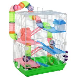 PawHut Cage pour Hamster Rongeur 4 étages avec Tunnels mangeoire Roue Maison échelles dim. 46L x 30l x 58H cm Vert PawHut Cage pour Hamster Rongeur 4 étages avec Tunnels mangeoire Roue Maison échelles dim. 46L x 30l x 58H cm Vert pas cher