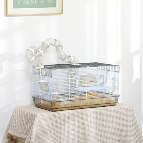 PawHut Cage pour Hamster et Rongeur avec Tunnel, Accessoires Inclus, Poignée, Fil d’Acier, 58 x 32 x 31 cm, Gris PawHut Cage pour Hamster et Rongeur avec Tunnel, Accessoires Inclus, Poignée, Fil d’Acier, 58 x 32 x 31 cm, Gris pas cher
