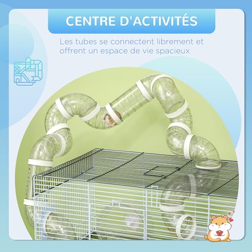 PawHut Cage pour Hamster et Rongeur avec Tunnel, Accessoires Inclus, Poignée, Fil d’Acier, 58 x 32 x 31 cm, Gris PawHut Cage pour Hamster et Rongeur avec Tunnel, Accessoires Inclus, Poignée, Fil d’Acier, 58 x 32 x 31 cm, Gris pas cher