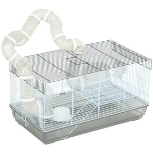 PawHut Cage pour Hamster et Rongeur avec Tunnel, Accessoires Inclus, Poignée, Fil d’Acier, 58 x 32 x 31 cm, Gris PawHut Cage pour Hamster et Rongeur avec Tunnel, Accessoires Inclus, Poignée, Fil d’Acier, 58 x 32 x 31 cm, Gris pas cher