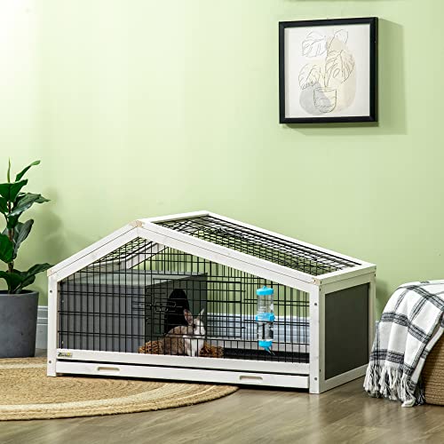 PawHut Clapier Cage à Lapin – Cage à Lapin intérieur Niche, Plateau déjection, Porte et Toit ouvrant verrouillables, Abreuvoir – Acier Noir Sapin Gris Blanc PawHut Clapier Cage à Lapin – Cage à Lapin intérieur Niche, Plateau déjection, Porte et Toit ouvrant verrouillables, Abreuvoir – Acier Noir Sapin Gris Blanc pas cher