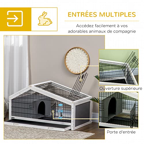 PawHut Clapier Cage à Lapin – Cage à Lapin intérieur Niche, Plateau déjection, Porte et Toit ouvrant verrouillables, Abreuvoir – Acier Noir Sapin Gris Blanc PawHut Clapier Cage à Lapin – Cage à Lapin intérieur Niche, Plateau déjection, Porte et Toit ouvrant verrouillables, Abreuvoir – Acier Noir Sapin Gris Blanc pas cher