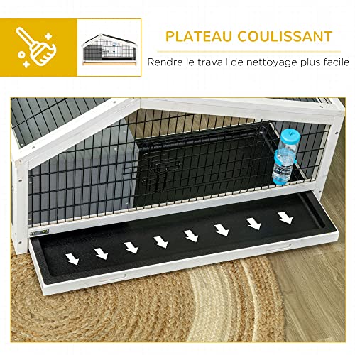 PawHut Clapier Cage à Lapin – Cage à Lapin intérieur Niche, Plateau déjection, Porte et Toit ouvrant verrouillables, Abreuvoir – Acier Noir Sapin Gris Blanc PawHut Clapier Cage à Lapin – Cage à Lapin intérieur Niche, Plateau déjection, Porte et Toit ouvrant verrouillables, Abreuvoir – Acier Noir Sapin Gris Blanc pas cher
