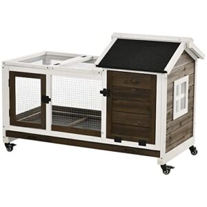 PawHut Clapier Cage à Lapins rongeurs sur roulettes 2 Portes verrouillables tiroir à déjection – dim. 108L x 58l x 73,5H cm – Bois Marron PawHut Clapier Cage à Lapins rongeurs sur roulettes 2 Portes verrouillables tiroir à déjection – dim. 108L x 58l x 73,5H cm – Bois Marron pas cher