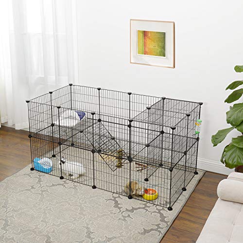SONGMICS Clôture pour Animaux Domestiques, 2 Niveaux, Enclos Modulable, pour Petits Animaux, Hamsters, Lapins, Cochon d’Inde, Panneaux Grillagés, Usage Intérieur, 143 x 73 x 71 cm, Noir LPI02H SONGMICS Clôture pour Animaux Domestiques, 2 Niveaux, Enclos Modulable, pour Petits Animaux, Hamsters, Lapins, Cochon d’Inde, Panneaux Grillagés, Usage Intérieur, 143 x 73 x 71 cm, Noir LPI02H pas cher