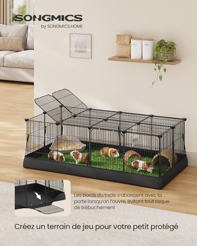 SONGMICS Enclos pour Petits Animaux, Parc Enclos, Tapis Imperméable, Double Porte, pour Lapins, Cochons d’Inde, 20 Panneaux, 123 x 63 x 41,5 cm, Noir d’encre LPI012BH01 SONGMICS Enclos pour Petits Animaux, Parc Enclos, Tapis Imperméable, Double Porte, pour Lapins, Cochons d’Inde, 20 Panneaux, 123 x 63 x 41,5 cm, Noir d’encre LPI012BH01 pas cher