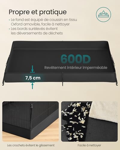 SONGMICS Enclos pour Petits Animaux à 2 Niveaux, Parc Enclos, Tapis Imperméable, Double Porte, pour Lapins, Cochons d’Inde, 35 Panneaux, 93 x 63 x 61,5 cm, Noir d’encre LPI016BH01 SONGMICS Enclos pour Petits Animaux à 2 Niveaux, Parc Enclos, Tapis Imperméable, Double Porte, pour Lapins, Cochons d’Inde, 35 Panneaux, 93 x 63 x 61,5 cm, Noir d’encre LPI016BH01 pas cher
