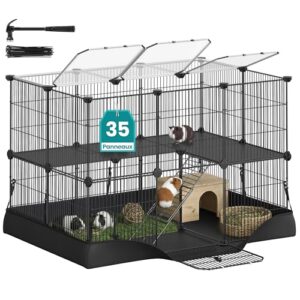 SONGMICS Enclos pour Petits Animaux à 2 Niveaux, Parc Enclos, Tapis Imperméable, Double Porte, pour Lapins, Cochons d’Inde, 35 Panneaux, 93 x 63 x 61,5 cm, Noir d’encre LPI016BH01 SONGMICS Enclos pour Petits Animaux à 2 Niveaux, Parc Enclos, Tapis Imperméable, Double Porte, pour Lapins, Cochons d’Inde, 35 Panneaux, 93 x 63 x 61,5 cm, Noir d’encre LPI016BH01 pas cher