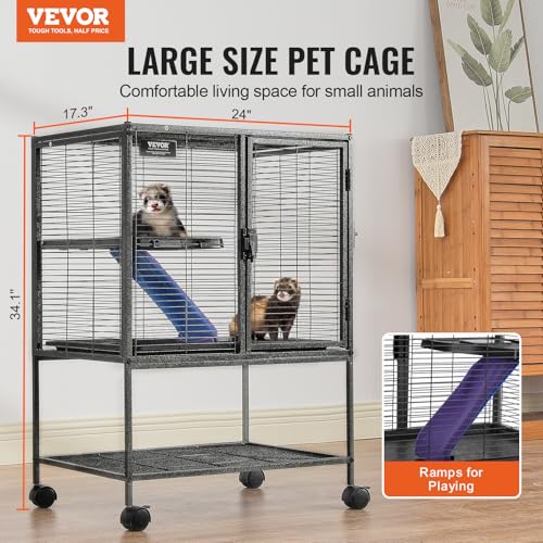 VEVOR Cage à Furet en métal roulante 865 mm, Grande Cage pour Petits Animaux à 2 Niveaux avec Rampe et Plateau, pour Rats de Compagnie, Hamster, Cochon d’Inde, Chinchilla, écureuil, hérisson, Lapin VEVOR Cage à Furet en métal roulante 865 mm, Grande Cage pour Petits Animaux à 2 Niveaux avec Rampe et Plateau, pour Rats de Compagnie, Hamster, Cochon d’Inde, Chinchilla, écureuil, hérisson, Lapin pas cher