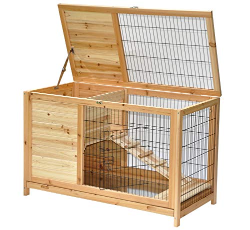 Cage pour Hamster Cage pour Cochon d’Inde – Naturelle – 100 x 50 x 62 cm – verrouillable – avec Toit et Ouverture Frontale pas cher